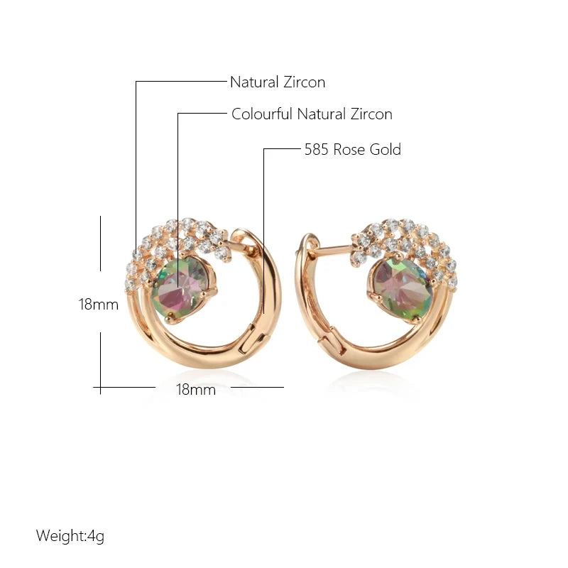 Wbmqda Unique Colorful Natural Zircon Drop Earrings For Women 585 Rose Gold Color Fashion Crystal Flower Jewelry Accessories