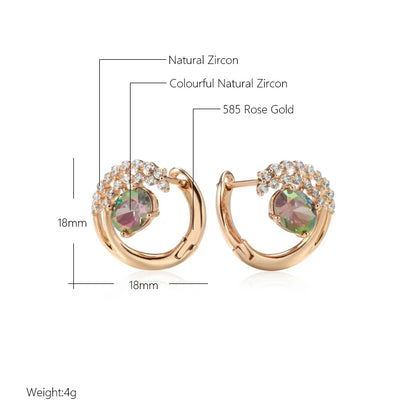 Wbmqda Unique Colorful Natural Zircon Drop Earrings For Women 585 Rose Gold Color Fashion Crystal Flower Jewelry Accessories