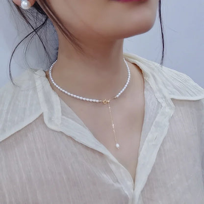 SUYU Natural Freshwater Pearl Necklace For Women Light Luxury And Versatile Niche Collarbone Chain Pearl Neck Chain Accessories