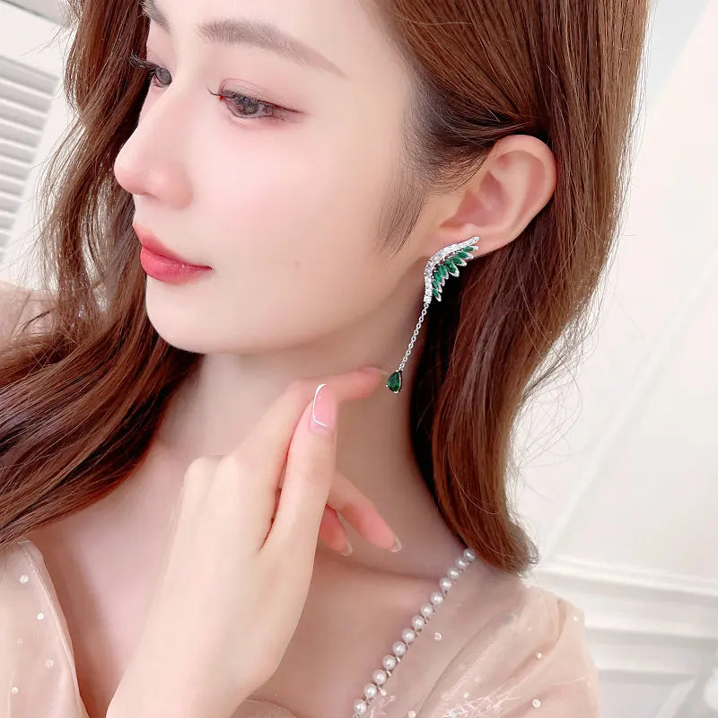 SUYU Tassel Drops Angel Wings Earrings Personalized and Creative Design Fashion Style Earrings