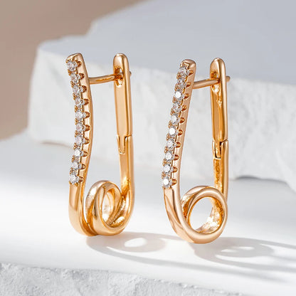 Kienl Hot 585 Rose Gold Long Dangle Earrings for Women Trendy Natural Zircon Accessories English Earrings Fine Daily Jewelry