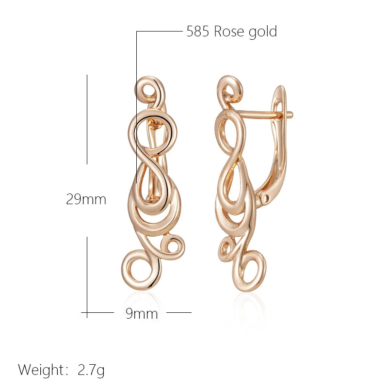 Wbmqda Classic Geometric Lines Metal Dangle Earrings For Women 585 Rose Gold Color Ethnic Wedding Party Fine Jewelry Accessories