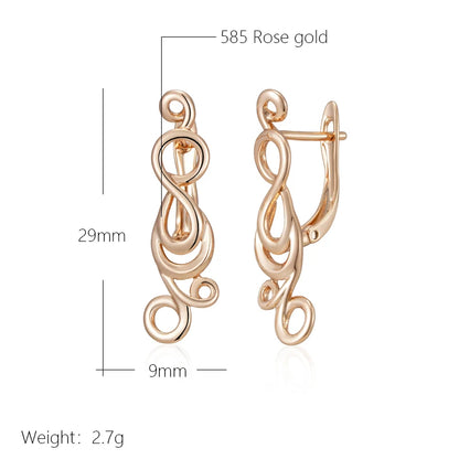 Wbmqda Classic Geometric Lines Metal Dangle Earrings For Women 585 Rose Gold Color Ethnic Wedding Party Fine Jewelry Accessories