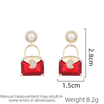 SUYU 2024 New Niche Design For Women's Luxury Bags Earrings Fashionable Jewelry Red Zircon Trend Daily Life