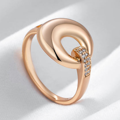 Wbmqda Fashion Glossy Hoop Ring For Women 585 Rose Gold Color With Natural Zircon High Quality Daily Jewelry Accessories