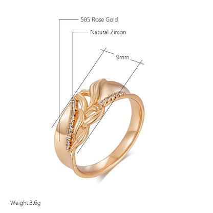 Wbmqda Luxury Retro Natural Zircon Hollow Flower Ring For Women 585 Rose Gold Color Classic Fashion Wedding Party Jewelry Gift