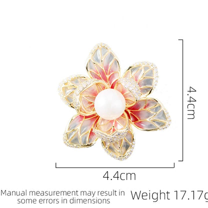 SUYU Fashionable And Elegant Enamel Colored Zircon Flower Brooch Elegant And Atmospheric Flower Brooch Coat Bust Girl