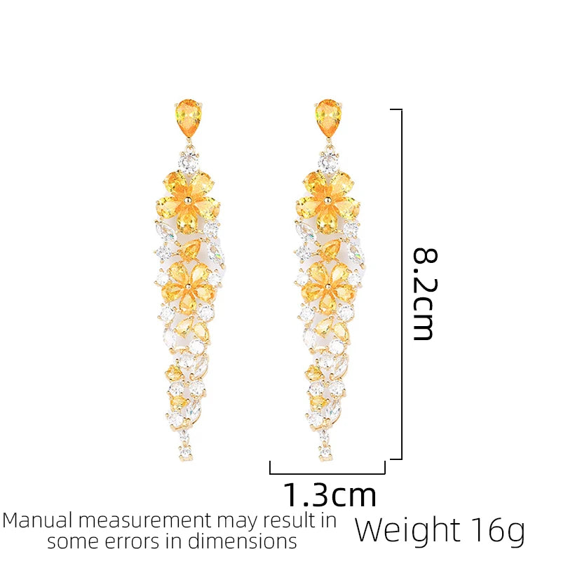 SUYU Women's Light Luxury Geometry Heavy Industry Earrings Fashion Droplet Flower Long Earrings Festival Gifts