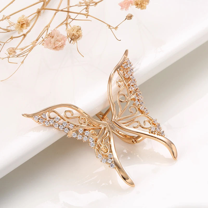 Wbmqda Korean Fashion Butterfly Drop Women's Earrings 585 Gold Plated Design Wedding Party Personalized Fine Jewelry Accessories