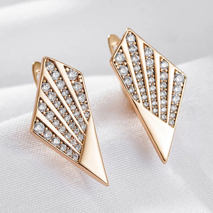 Wbmqda Fashion 585 Rose Gold Color Geometric Natural Zircon Drop Earrings For Women High Quality Daily OL Jewelry 2023 Trending