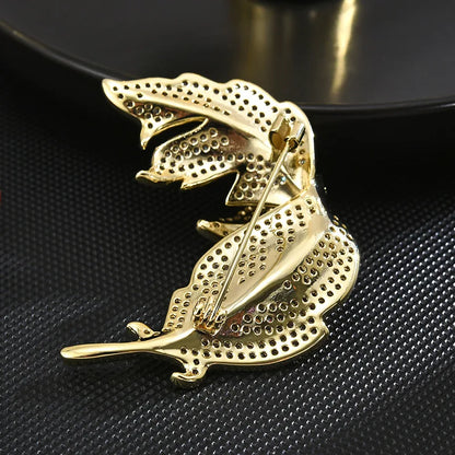 Fashionable and Elegant Leaving Brooch Needle Women's Low key Luxury Temperament Brooch Flower Suit Pin Coat Fashion Accessories