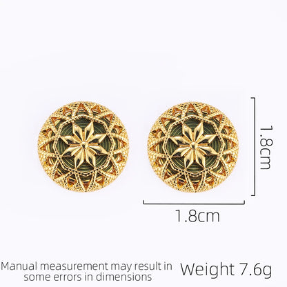 SUYU Retro Light Luxury Circular Hollow Flower Button Earrings Simple And Fashionable Women's Earrings