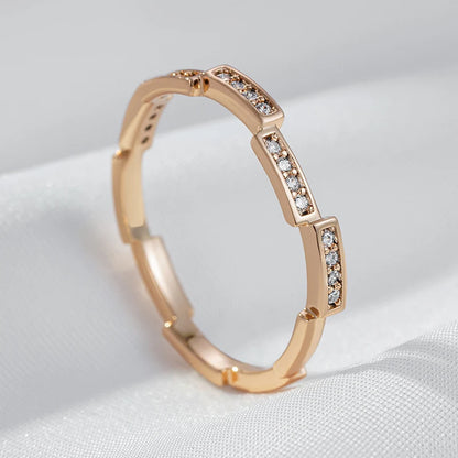 Wbmqda Stackable Geometric Zircon Ring For Women 585 Rose Gold Color Modern Fashion Style Daily Jewelry 2023 Trending