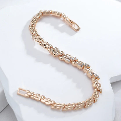 Kinel Fashion 585 Rose Gold Color Bracelet For Women Luxury Natural Zircon Bride Fine Wedding Daily Fine Jewelry 2022 New