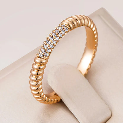 Wbmqda Simple Fashion Natural Zircon Ring For Women 585 Rose Gold Color Sparkling Daily Matching High Quality Jewelry Gifts