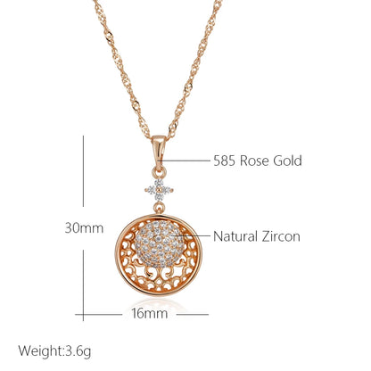 Wbmqda Luxury Full Zircon Pendant And Necklace For Women 585 Rose Gold Color High Quality Daily Fine Jewelry Gift Free Shipping