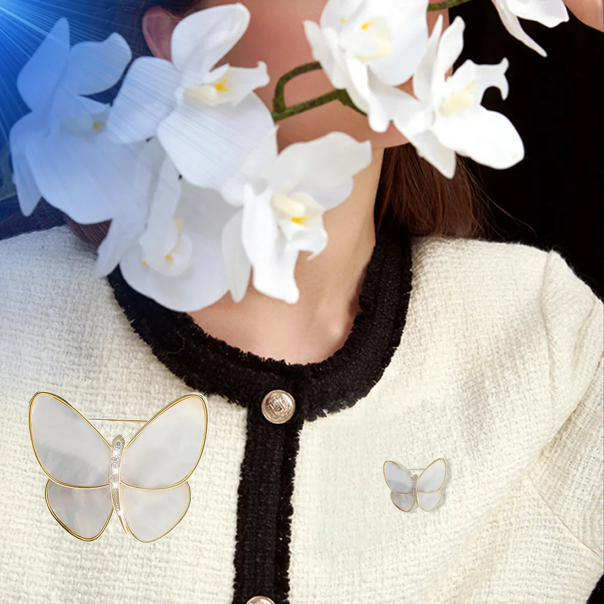 Autumn Women's New Design Luxury Butterfly Brooch Fashion And Atmosphere Simulation Beimu Breast Flower Clothing Accessories