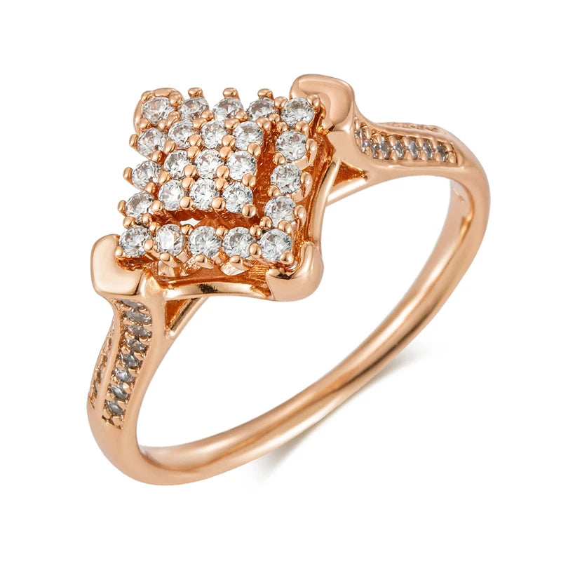 Wbmqda Sparkling Full Zircon Ring For Women 585 Rose Gold Color Luxury Fashion Bride Wedding Fine Jewelry Accessories