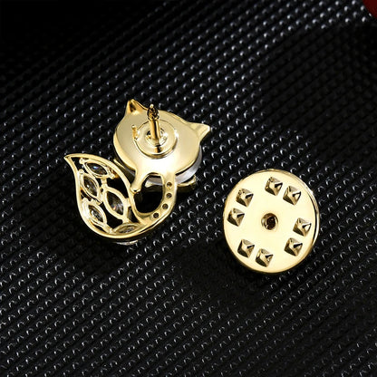 SUYU Cute Cat Eye Fox Collar Pin, Simple Temperament, Small Pin, Anti-Light Buckle, Brooch Accessories