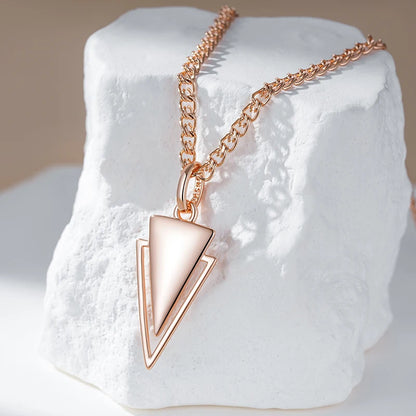 Kinel Hot Fashion Glossy Pendant Necklaces For Women 585 Rose Gold Simple Triangle Pendant High Quality Daily Fine Jewelry