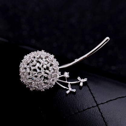 SUYU Fashion Brooch Cubic Zirconia Inlaid Temperament Corsage Women's Suit Dress With Dandelion Brooch