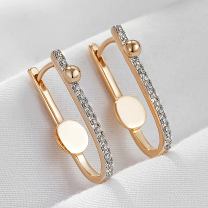 Wbmqda Unique Geometric Zircon Drop Earrings For Women 585 Rose Gold Silver Mix Color Fashion Modren Style Jewelry 2023 Trending