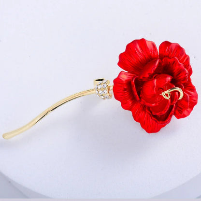 SUYU Ladies Light Luxury Fashion Elegant Red Carnation Flower Zircon Brooch Versatile Daily Accessories Brooch Birthday Gift