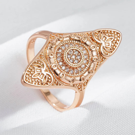 Wbmqda 585 Rose Gold Color Vintage Boho Ring For Women With White Natural Zircon Luxury Ethnic Wedding Jewelry Gift