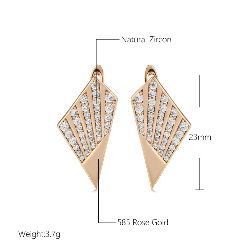 Wbmqda Fashion 585 Rose Gold Color Geometric Natural Zircon Drop Earrings For Women High Quality Daily OL Jewelry 2023 Trending