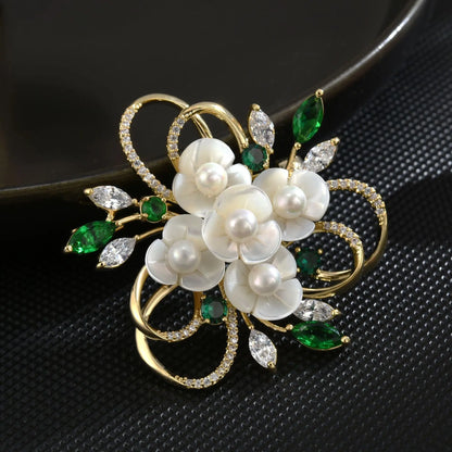 SUYU   Flower And Leaf Brooch Fashion Corsage Coat Suit Accessories