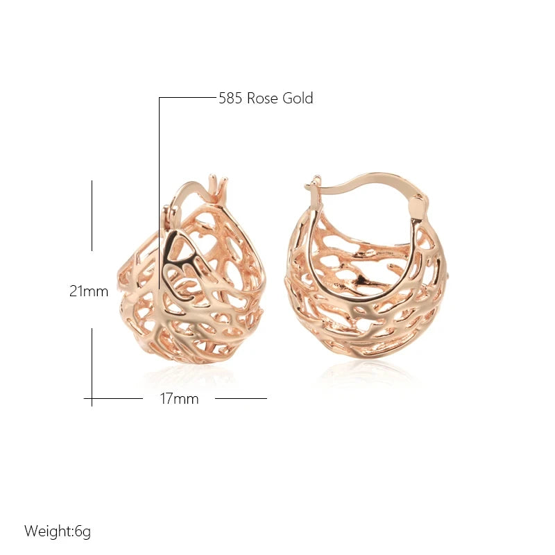 Wbmqda Trendy Metal Hollow Ball Drop Earrings For Women 585 Rose Gold Color Daily Party Fashion Jewelry Accessories