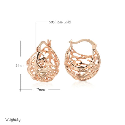 Wbmqda Trendy Metal Hollow Ball Drop Earrings For Women 585 Rose Gold Color Daily Party Fashion Jewelry Accessories