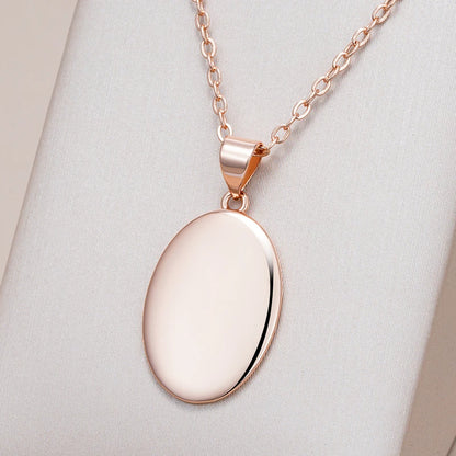 Kinel Hot Simple Oval Glossy Pendant Necklace Fashion 585 Rose Gold Color Women Charm Pendant High Quality Daily Fine Jewelry