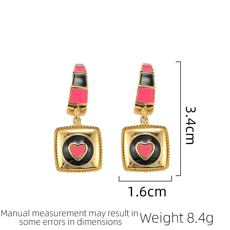 SUYU Jewelry New 2024 Trend Retro Spades Enamel Earrings For Women's Small And Luxury Personalized Earrings