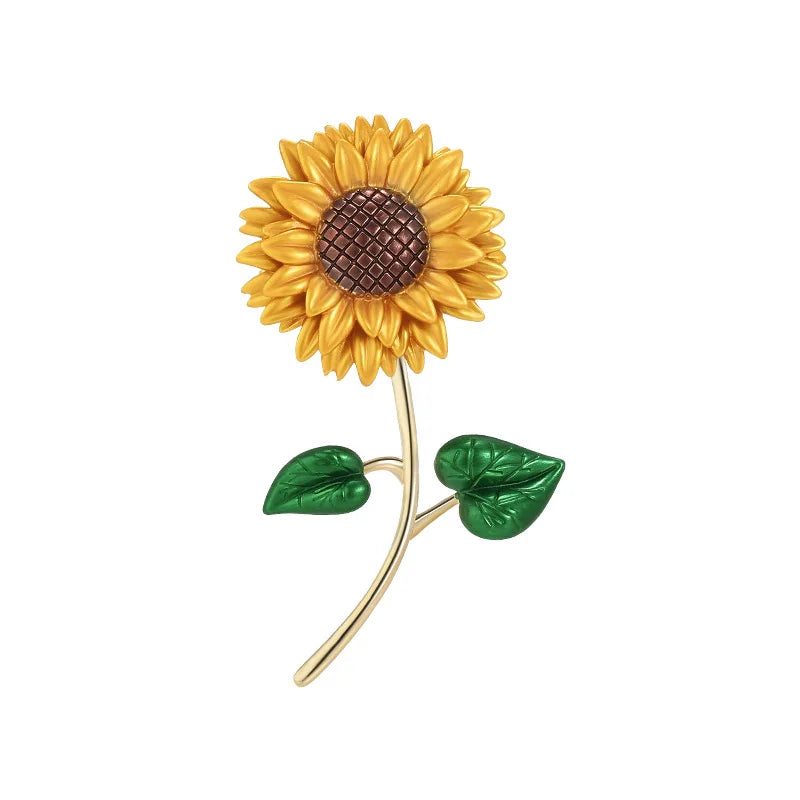 SUYU Simple And Oil Dripping Process Sunflower Sweet And Delicate Coat Accessories Brooch