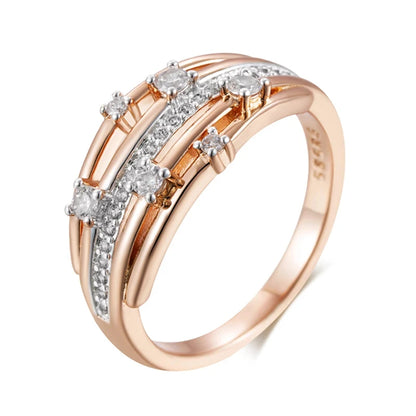 Wbmqda 585 Rose Gold Silver Color Mix Natural Zircon Rings For Women Luxury Bride Wedding Jewelry