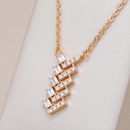 Kinel Hot Full Natural Zircon Arrow Pendant Necklace for Women Fashion 585 Rose Gold Color  High Quality Daily Fine Jewelry Gift