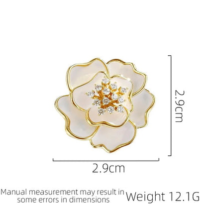 SUYU White Elegant Camellia Flower Brooch For Women Light Luxury  Fashion Versatile Design Temperament Flower Brooch