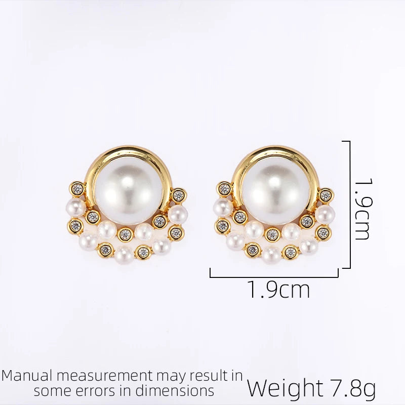 SUYU Spring New 2024 Trend Imitation Pearl Flower Earrings Design Fashionable Women's Light Luxury Vintage Earrings