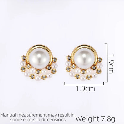 SUYU Spring New 2024 Trend Imitation Pearl Flower Earrings Design Fashionable Women's Light Luxury Vintage Earrings