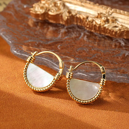 SUYU Jewelry Retro Niche Geometric Double-sided White Earrings Elegant And Simple Women's Light Luxury Earrings