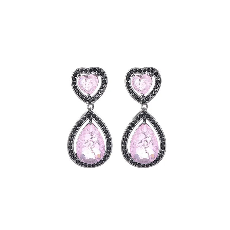 Ladies' light luxury design elegant water droplet inlaid zircon earrings fashionable jewelry versatile niche design earrings