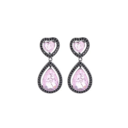 Ladies' light luxury design elegant water droplet inlaid zircon earrings fashionable jewelry versatile niche design earrings