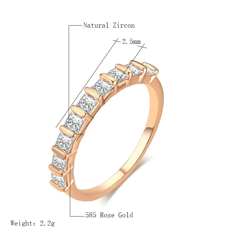 Wbmqda Wedding Engagement Ring For Women Lovers Simple Cubic Zirconia 585 Rose Gold Color Fashion Jewelry