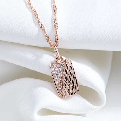 Kinel Hot Square Pendant Necklace For Women 585 Rose Gold Color With Natural Zircon Accessories Ethnic Bride Wedding Jewelry