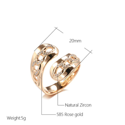 Wbmqda Unusual 585 Rose Gold Color Geometric Natural Zircon Open Rings For Women Fashion Party Jewelry Accessories 2023 Trending