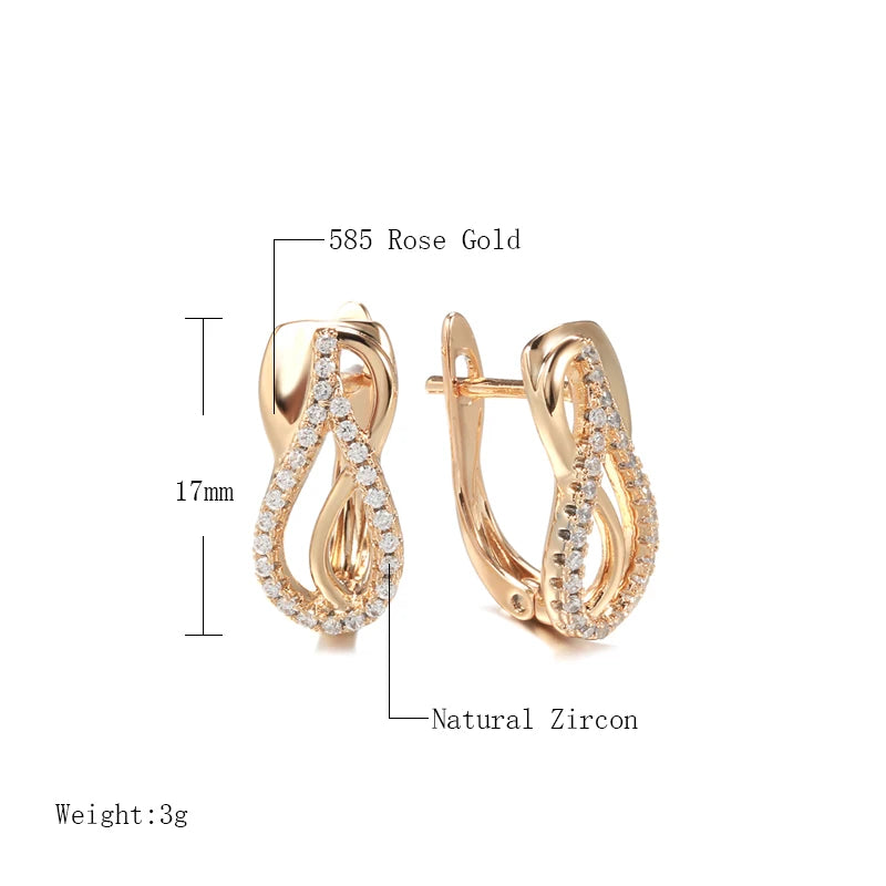 Wbmqda Classic Simple Natural Zircon Drop Earrings For Women 585 Rose Gold Color High Quality Daily Matching Fine Jewelry