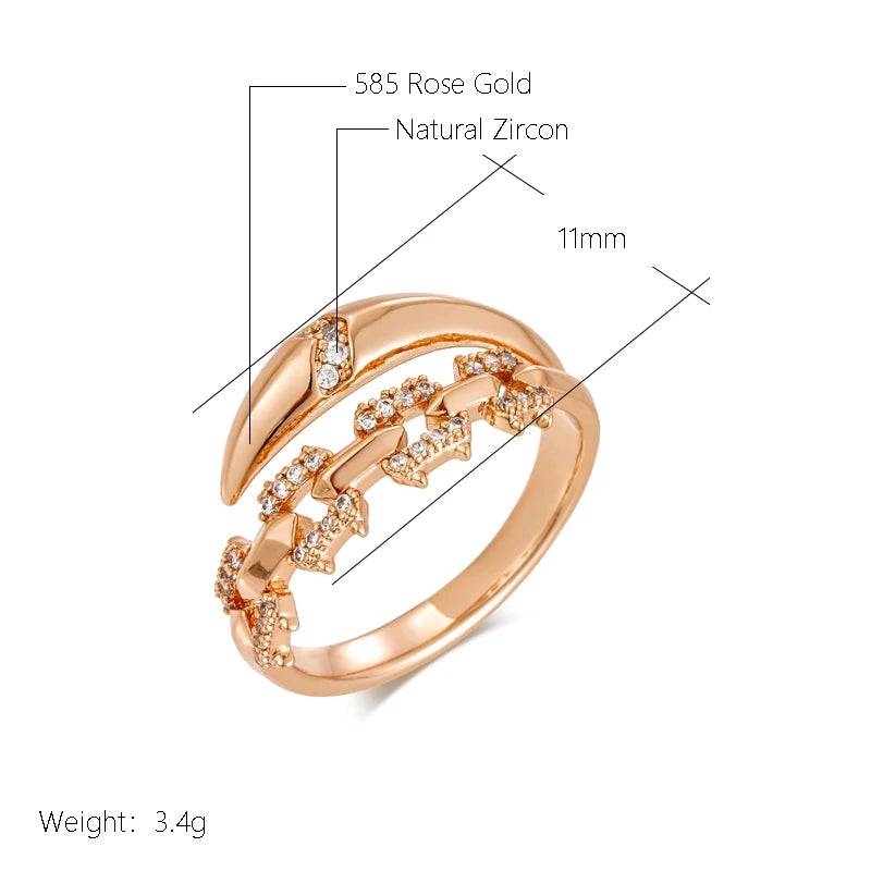 Kinel Unique Shiny Natural Zircon Big Rings For Women Luxury 585 Rose Gold Color Holiday Party Daily Fine Jewelry Free Shipping