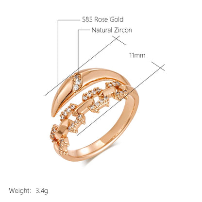 Kinel Unique Shiny Natural Zircon Big Rings For Women Luxury 585 Rose Gold Color Holiday Party Daily Fine Jewelry Free Shipping