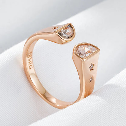 Wbmqda New Fashion 585 Rose Gold Color Natural Zircon Ring For Women Girls Party Anniversary Jewelry Gift 2023 Trending